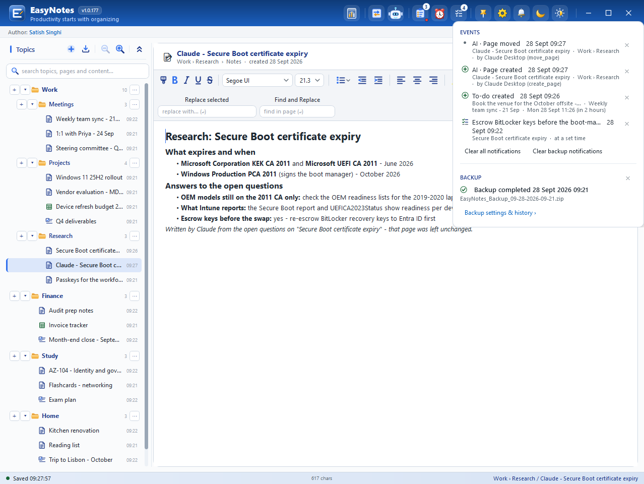 The writes, reported in Notifications