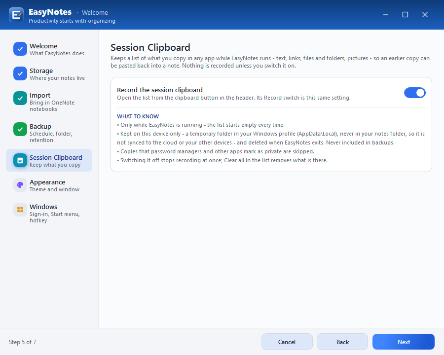 5 · Session Clipboard